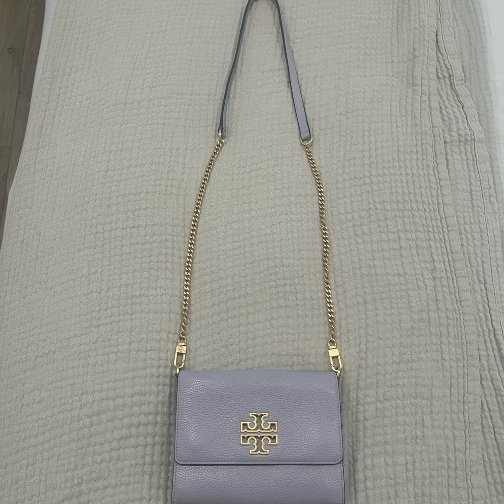 Tory Burch Lavender Crossbody Bag with Gold Accents